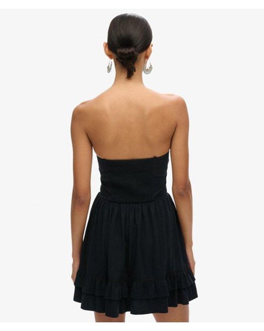Superdry Blue & Co Cotton 50s Lace Bandeau Mini Dress