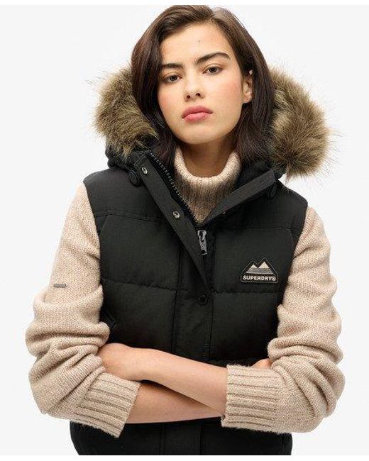 Superdry Everest Bodywarmer Van Imitatiebont in het Black