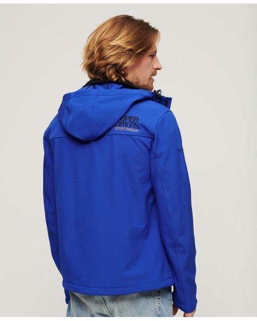 Superdry Blue Hooded Soft Shell Trekker Jacket for men