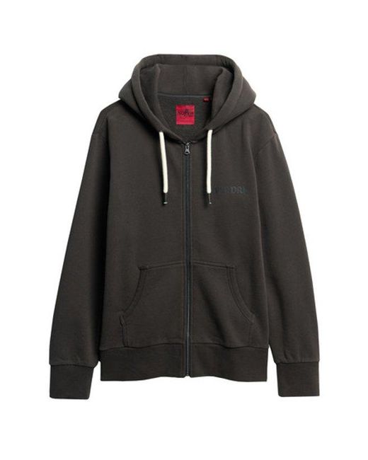 Superdry Black & Co Tattoo Graphic Loose Zip Hoodie for men