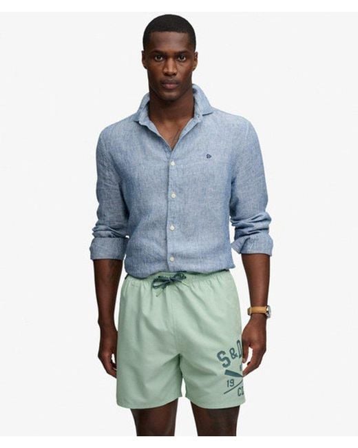 Superdry Green & Co Printed Logo 16-inch Swim Shorts for men