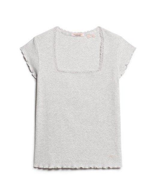 Superdry White Athletic Essentials Square Neck T-shirt