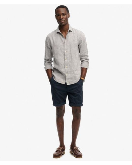 Superdry Gray & Co Riviera Long Sleeve Linen Shirt for men