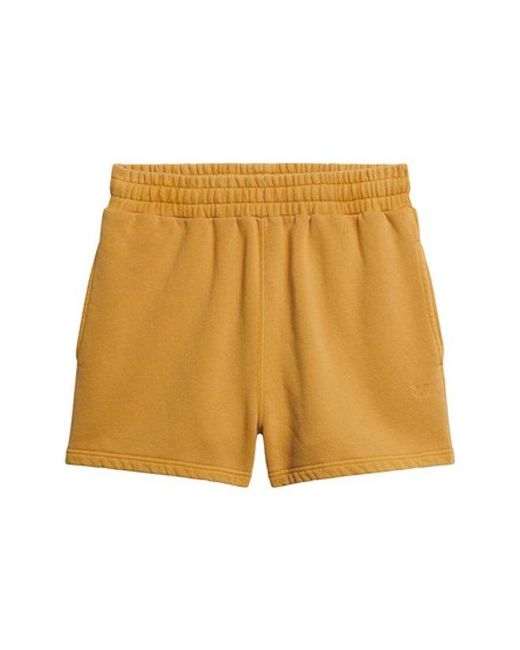 Superdry Yellow & Co Loose Fit Embroidered Vintage Wash Sweat Shorts