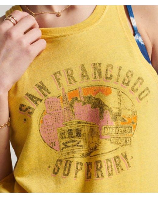 Superdry Yellow & Co Classic Graphic Print Vintage City Souvenir Vest