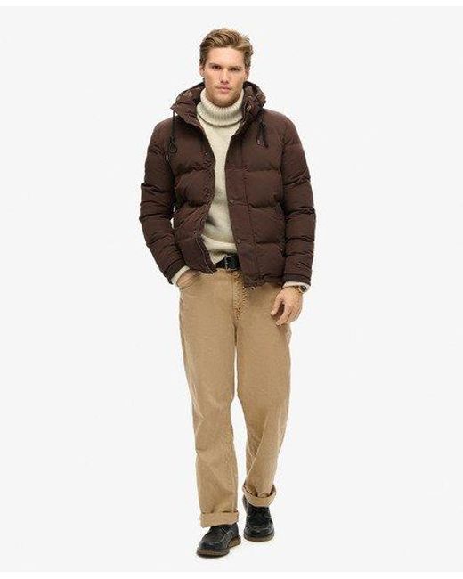 Superdry Korte Everest Pufferjas Met Capuchon in het Brown voor heren