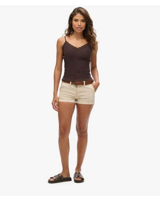 Superdry Natural Slim Fit Logo Patch Chino Hot Shorts