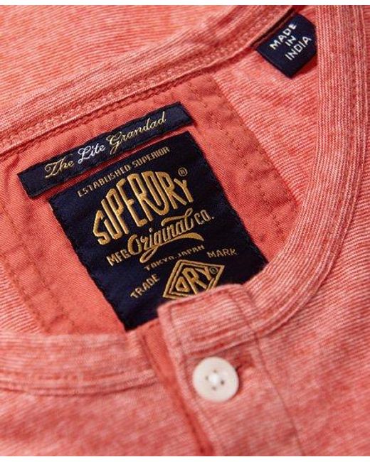 Superdry Pink Lite Short Sleeve Grandad Top Beach Feeder for men
