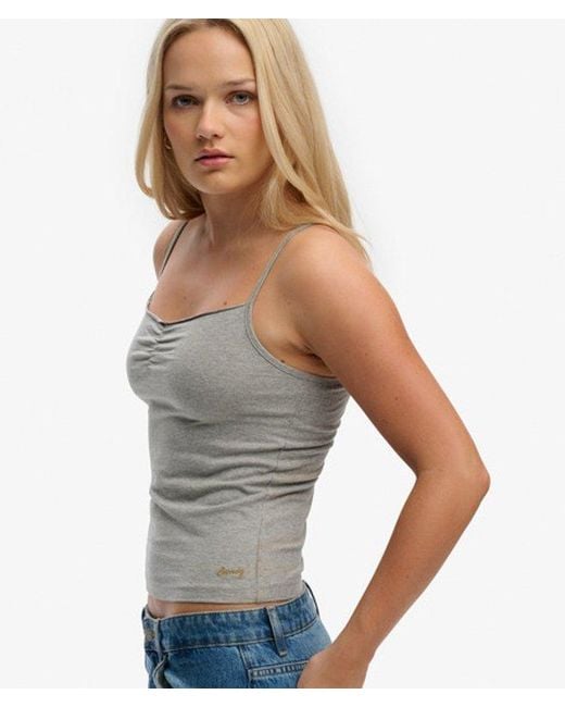 Superdry Gray & Co Athletic Essentials Gathered Cami Top