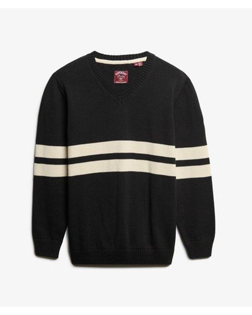 Superdry Black & Co Oversized Striped V-neck Jumper