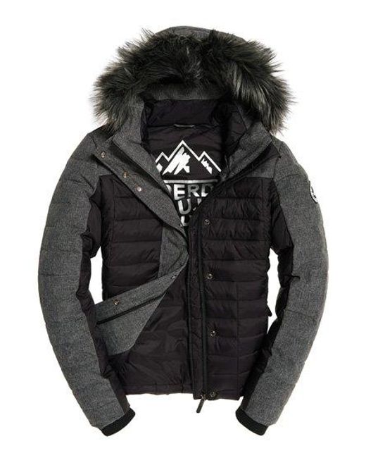 Superdry Elements Tweed Hybrid Hooded Jacket in Grey (Gray) - Lyst