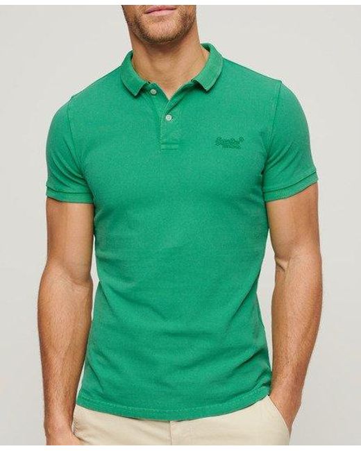 Superdry Green Destroyed Polo Shirt for men