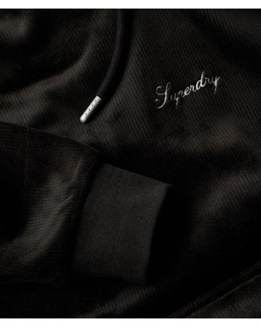 Superdry Black & Co Country Club Velour Loose Hoodie