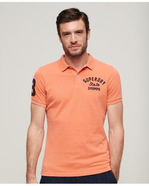 Superdry Orange Superstate Polo Shirt for men