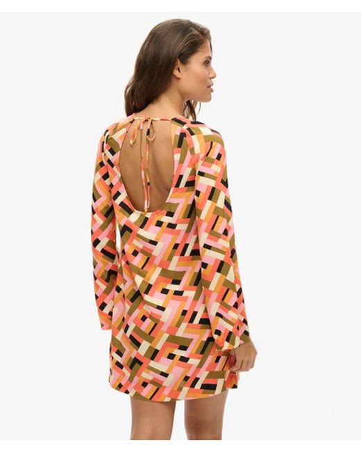 Superdry Orange & Co Retro Printed Open Back Mini Dress