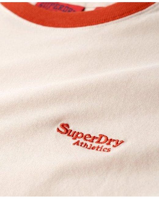 Superdry Essential T-shirt Met Logo En Contrasterende Biezen in het Natural voor heren