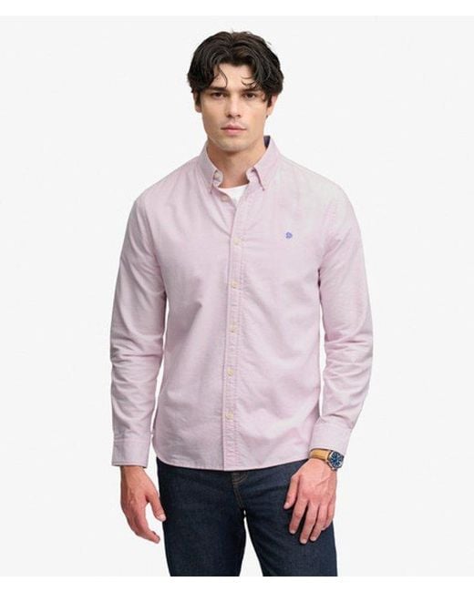 Superdry Purple Preppy Oxford Long Sleeve Shirt for men