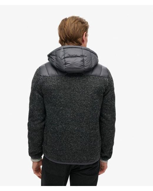Superdry Gray Hooded Knit Storm Hybrid Jacket for men