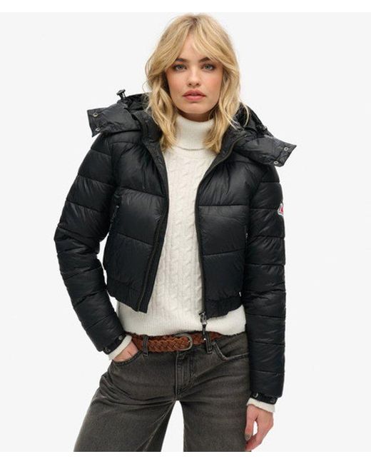 Superdry Black Classic Crop Hooded Fuji Jacket