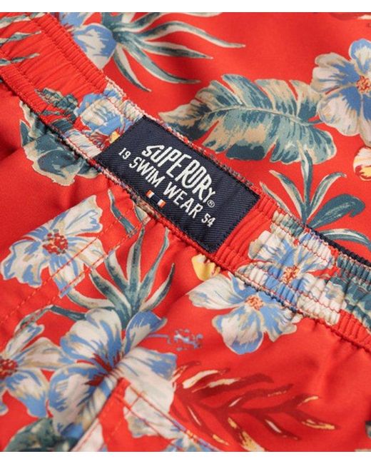 Superdry Red & Co Hawaiian Print 16-inch Swim Shorts for men
