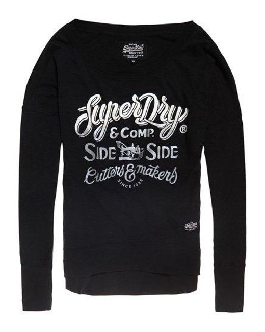 Superdry Black Ombre Glitter Slouch Top
