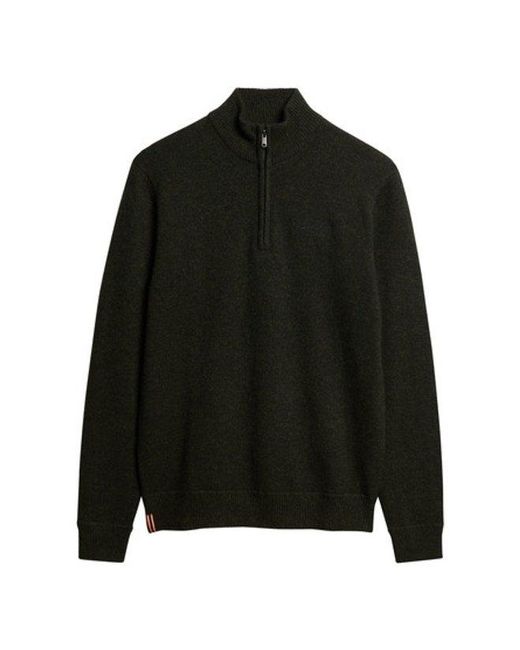 Superdry Black & Co Essential Embroidered Knitted Half Zip Jumper for men