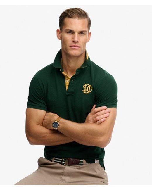 Superdry Green & Co Pique Monogram Polo Shirt for men