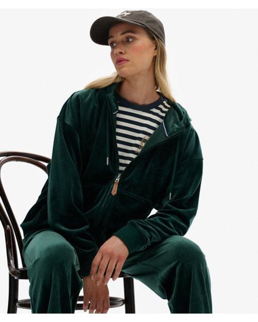Superdry Green & Co Country Club Velour Zip Hoodie