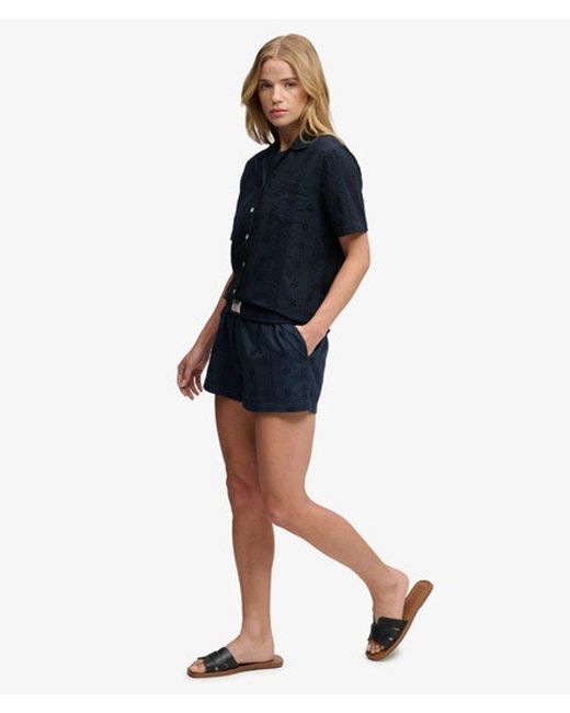 Superdry Blue & Co Cotton Broderie Beach Shorts