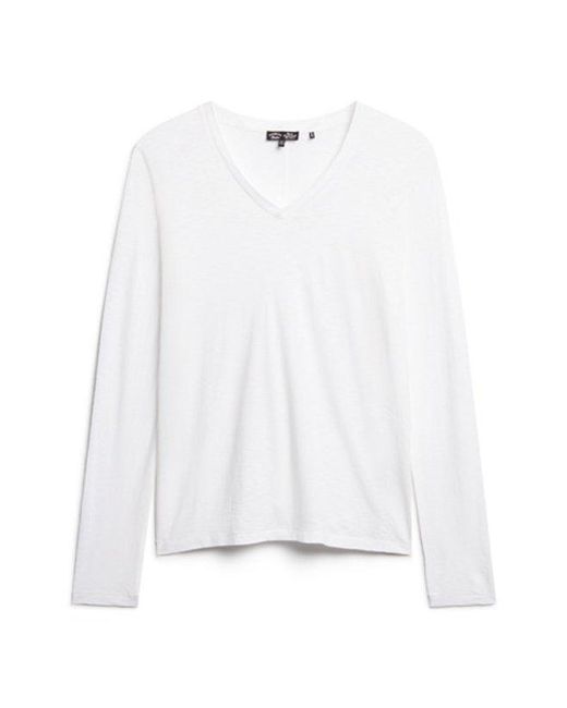 Superdry Blue & Co Long Sleeve Jersey V-neck Top