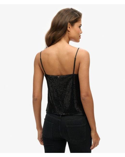 Superdry Black & Co Sequin Cami Vest Top