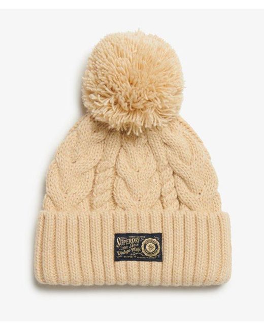 Superdry Natural & Co Cable Knit Chunky Beanie Hat