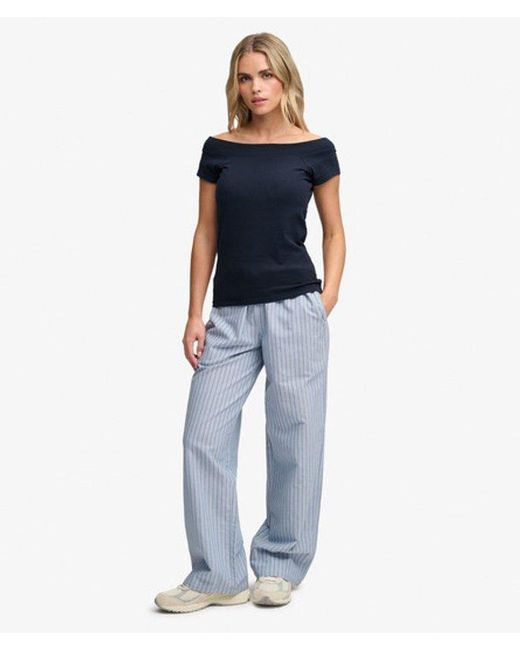 Superdry Blue & Co Athletic Essentials Off Shoulder Top