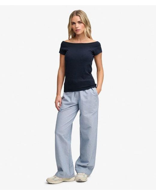 Superdry Blue & Co Athletic Essentials Off Shoulder Top