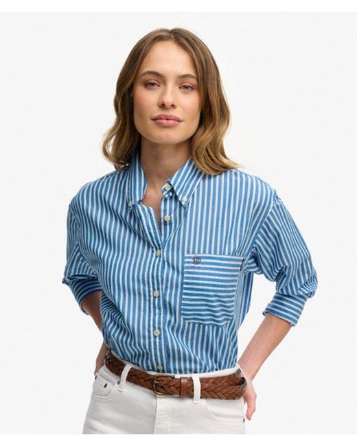 Superdry Blue & Co Poplin Relaxed Long Sleeve Shirt