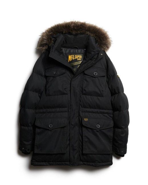 Superdry Black & Co Chinook Faux Fur Parka Coat for men