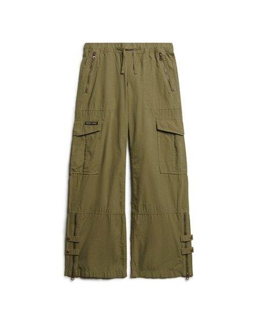 Superdry Green Low Rise Wide Leg Cargo Pants