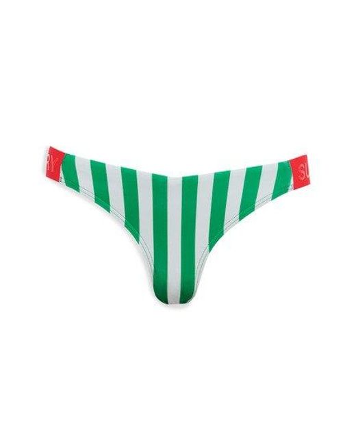 Superdry Green Striped Cheeky Bikini Bottoms