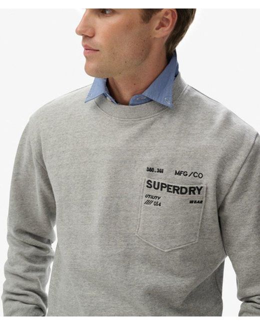 Superdry Gray Utility Loose Sweatshirt for men