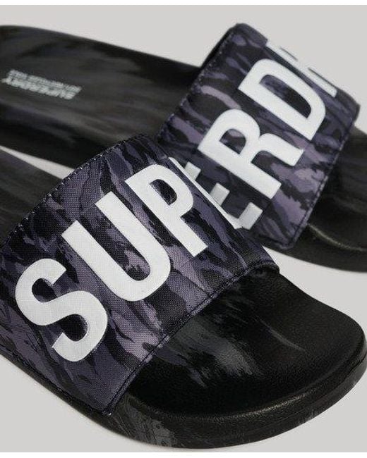 Superdry Black Vegan Camo Pool Sliders for men