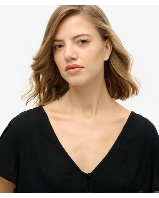 Superdry Black Short Sleeve Playsuit