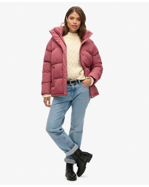 Superdry Red Mid Length Puffer Jacket