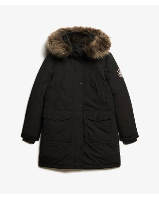 Superdry Black & Co Everest Faux Fur Parka Coat