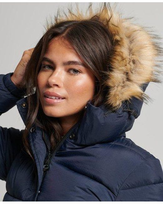 Superdry Blue Hooded Mid Layer Mid Coat Eclipse