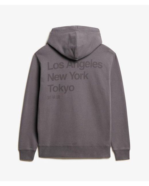 Superdry Gray & Co Core Logo City Loose Fit Hoodie for men