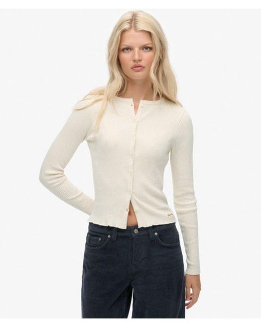 Superdry Natural & Co Athletic Essentials Ribbed Cardigan