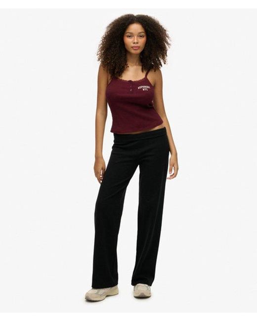 Superdry Black Athletic Essentials Fold Over Joggers
