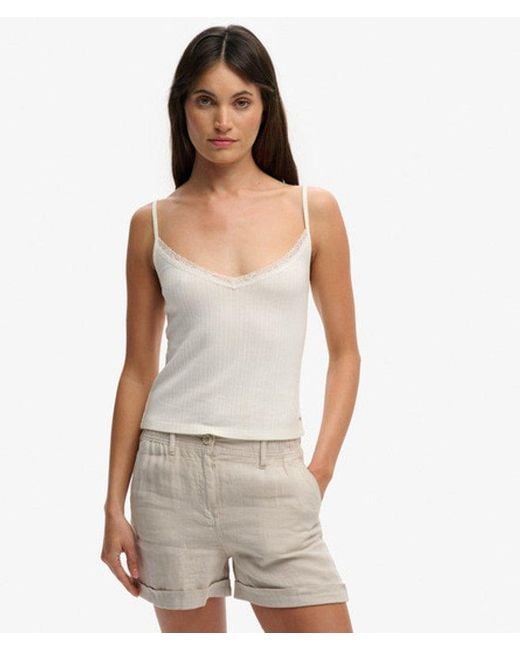 Superdry Gray & Co Athletic Essentials V Neck Pointelle Cami Top