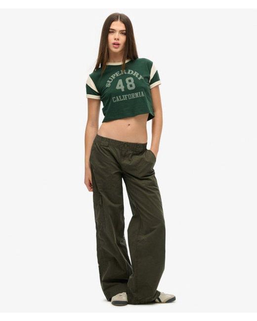 Superdry Green & Co Low Rise Embroidered Cargo Pants