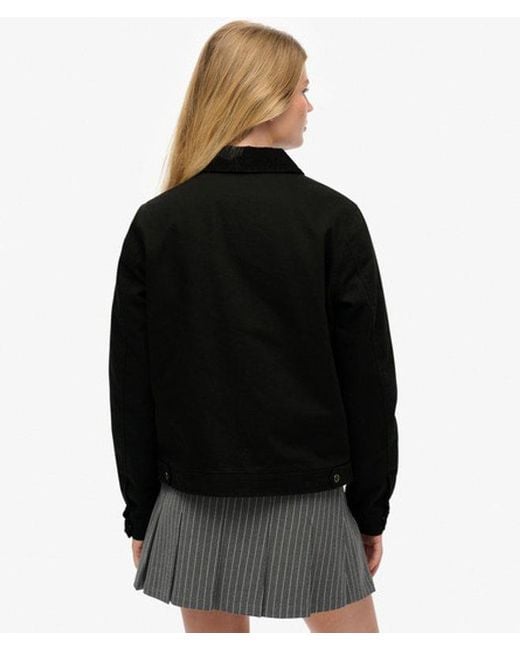 Superdry Black & Co Cord Collar Quilt Ranch Jacket